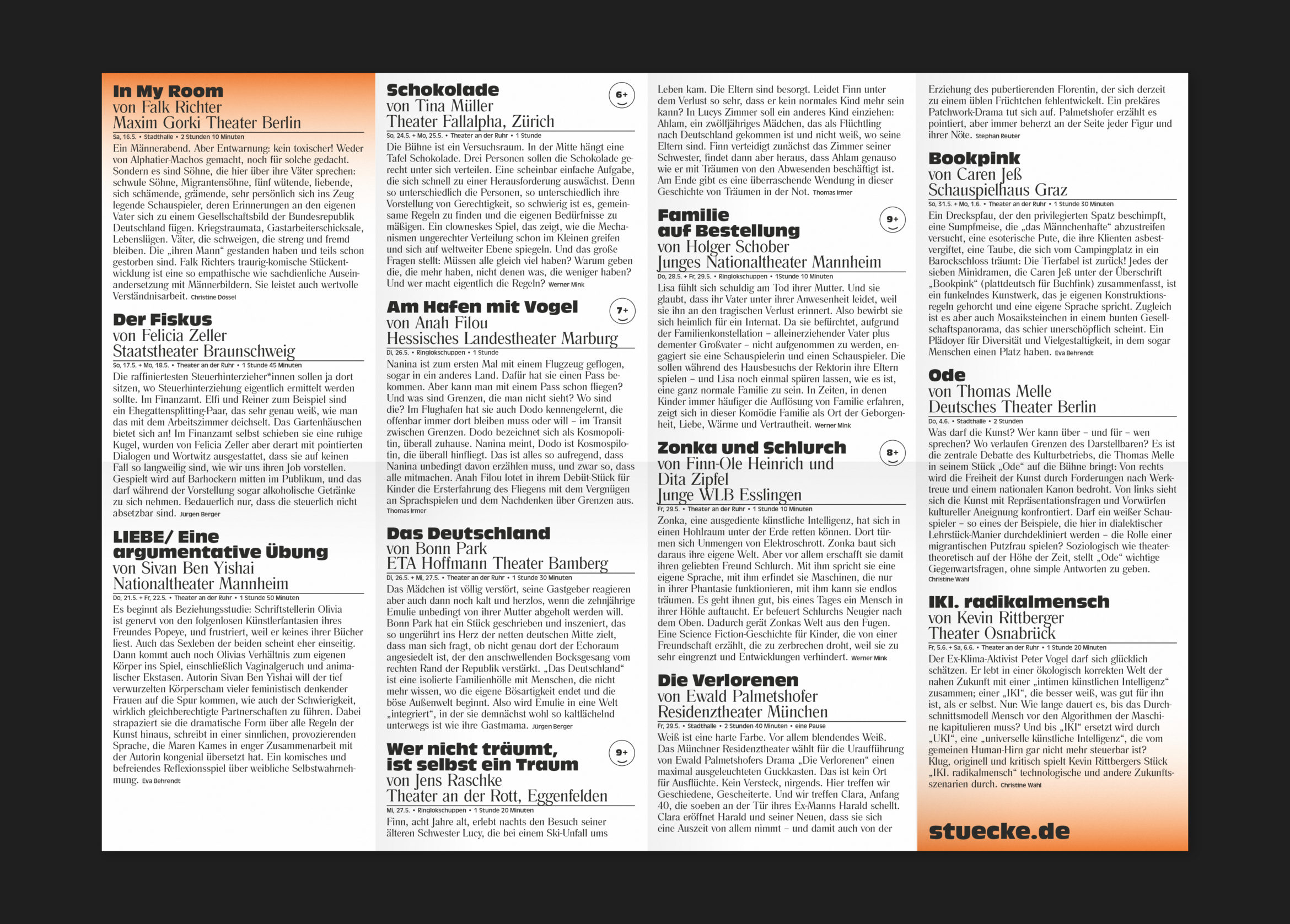 Büro Freiheit – 45. Mülheimer Theatertage »Stücke« – Programmflyer | Köln | Theatertage | Kultur Programmflyer | Köln | Theatertage | Kultur
