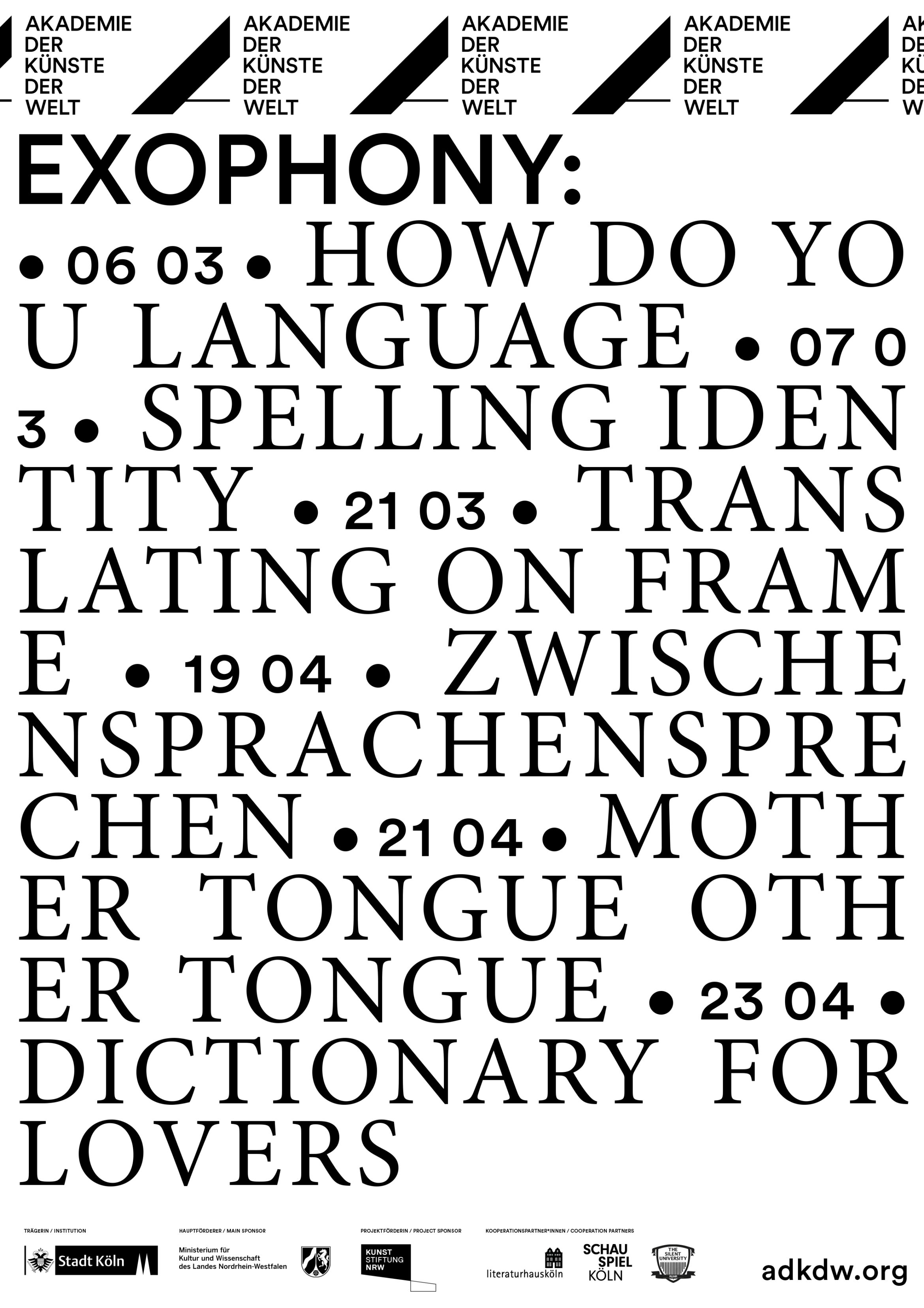 Büro Freiheit – Akademie der Künste der Welt / Köln – Exophony | Poster | Plakat | Design Exophony | Poster | Plakat | Design