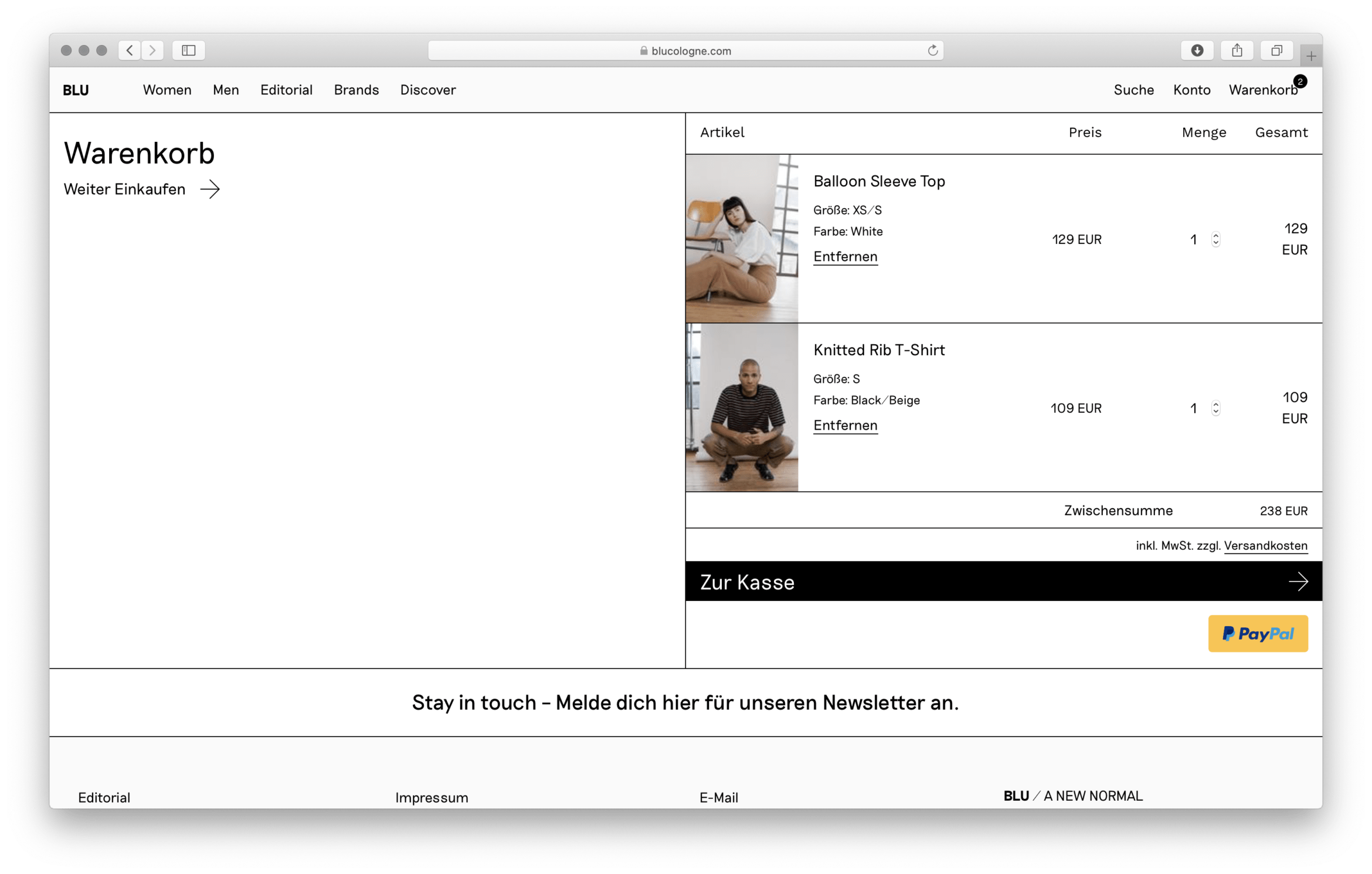 Webshop | Slowfashion | Shop | Cologne | Warenkorb