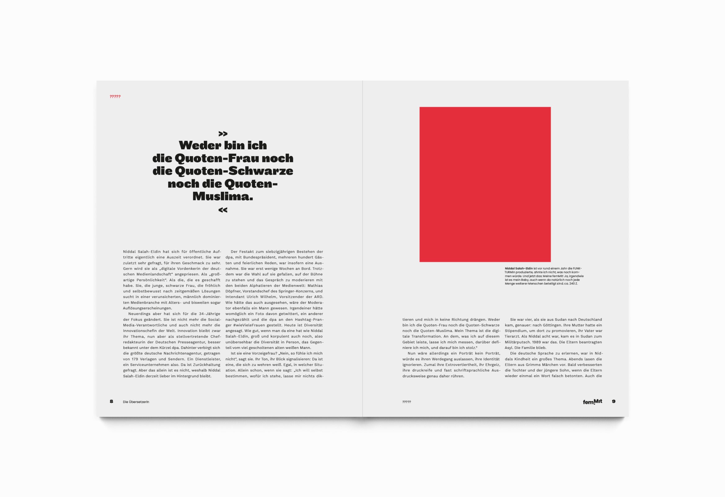 Daniel Angermann – femmit Editorial – Editorialdesign | Raster | Typografie | Flächen Editorialdesign | Raster | Typografie | Flächen