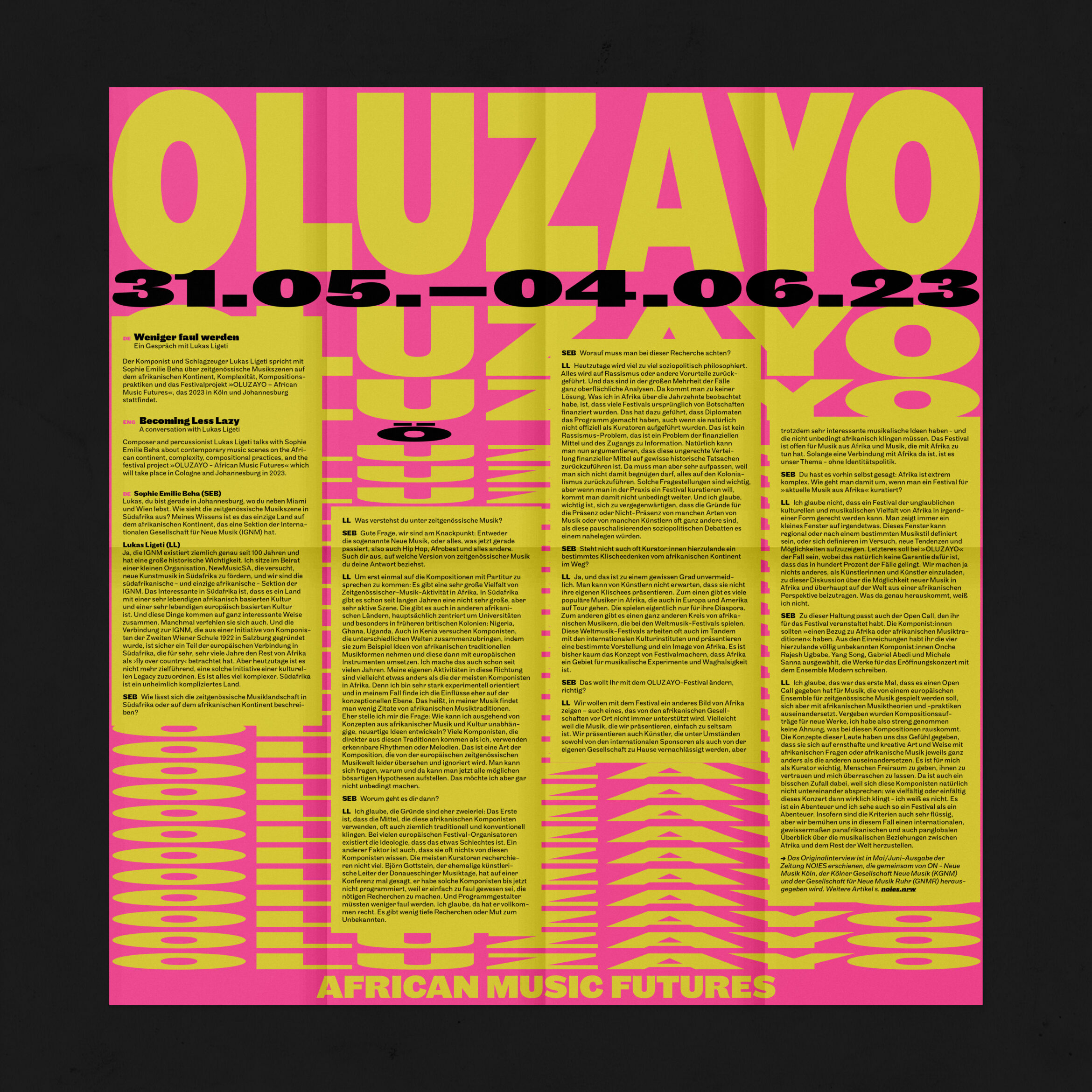OLUZAYO | Pantone | Flyer | Bunt | Typografie