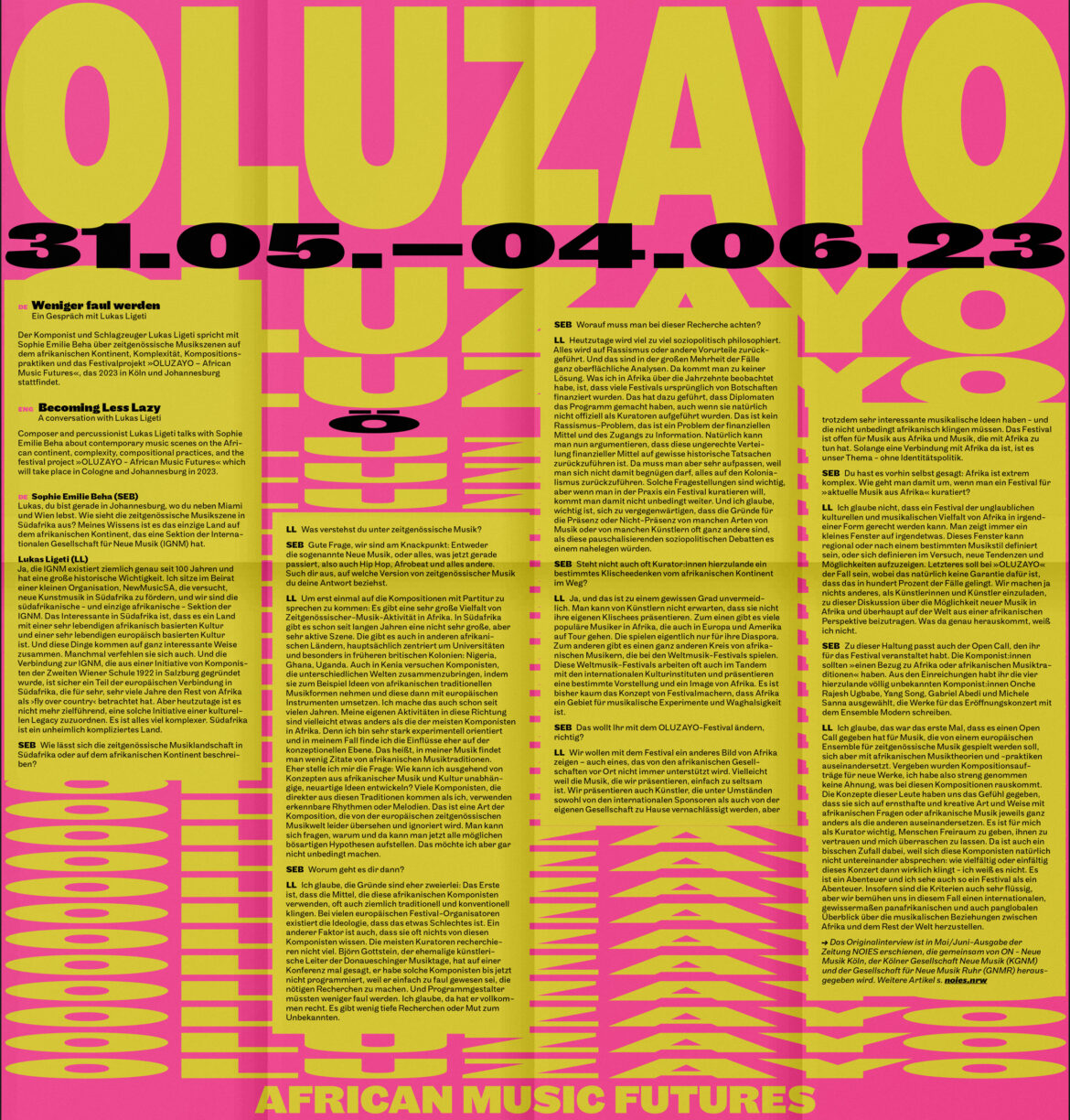 OLUZAYO | Pantone | Flyer | Bunt | Typografie