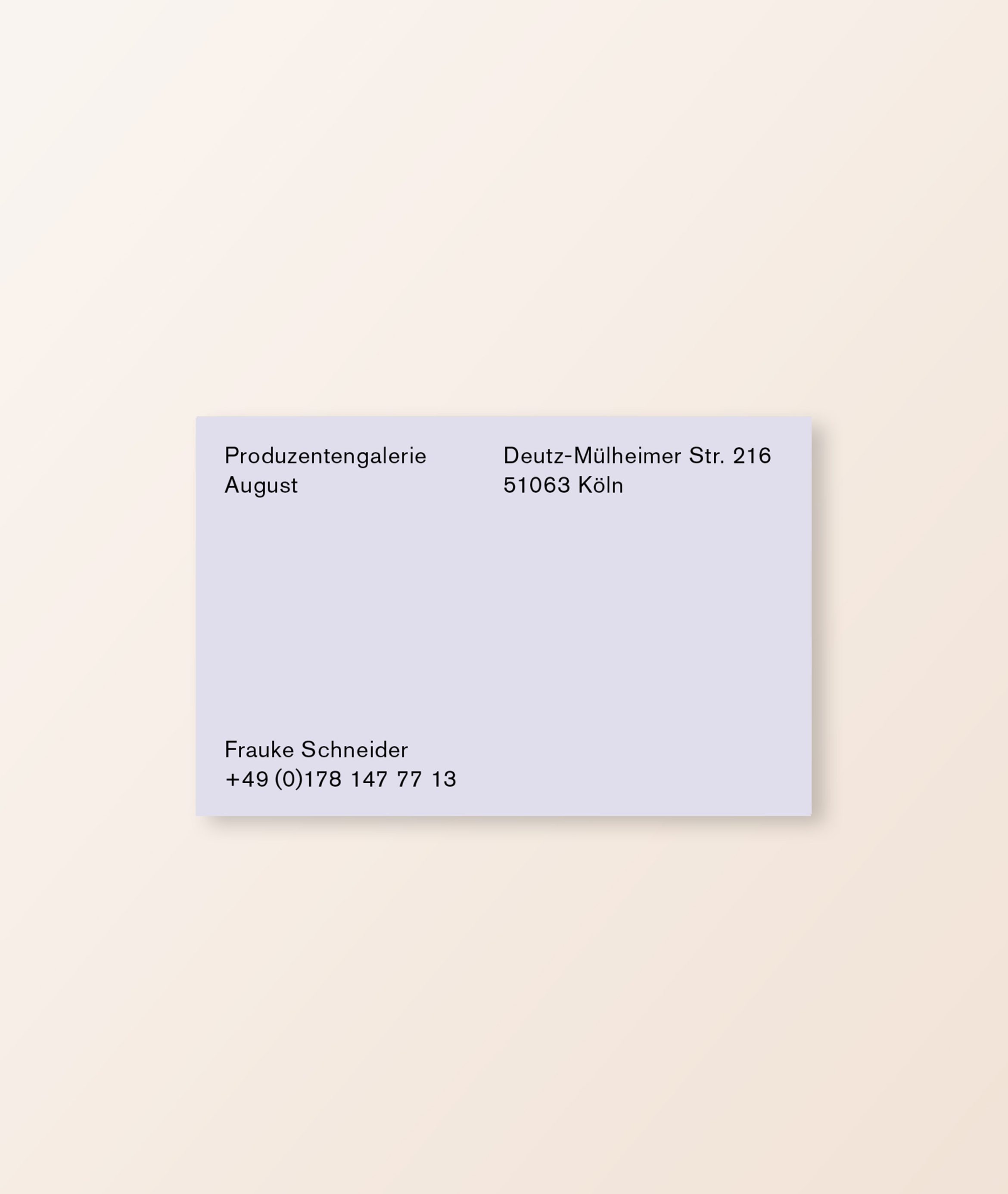 Visitenkarte Vorderseite | Produzentengalerie | Farbsystem | Corporate Design | Künstler