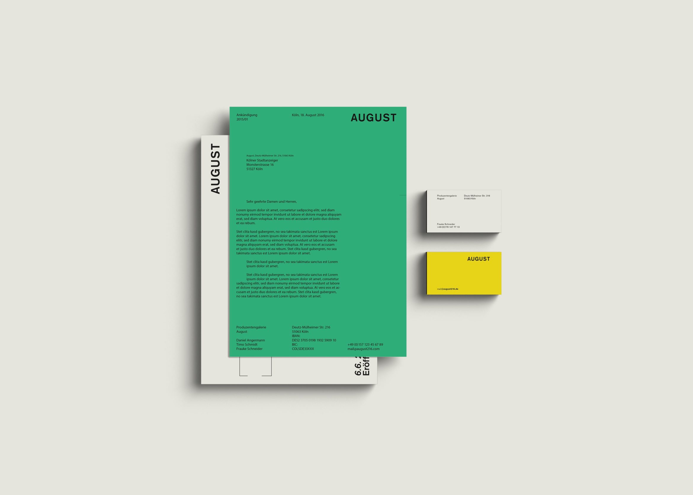 Büro Freiheit – Produzentengalerie August – Corporate Design | Unternehmensgestaltung | Geschäftsausstattung | Briefbogen | Visitenkarte Corporate Design | Unternehmensgestaltung | Geschäftsausstattung | Briefbogen | Visitenkarte