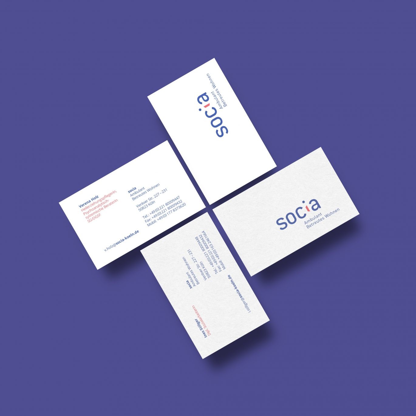 Büro Freiheit – Socia – Ambulant Betreutes Wohnen – Geschäftsausstattung | Visitenkarten | Logo Design | Vorder- Rückseite Geschäftsausstattung | Visitenkarten | Logo Design | Vorder- Rückseite