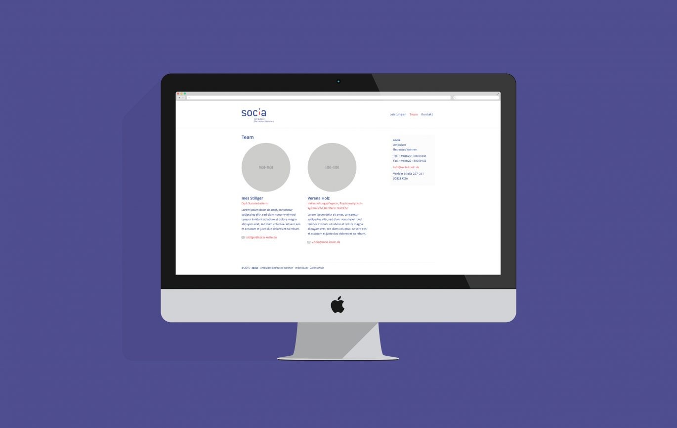 Büro Freiheit – Socia – Ambulant Betreutes Wohnen – Website Desktop | Web Design | Responsive Gestaltung | Team Website Desktop | Web Design | Responsive Gestaltung | Team