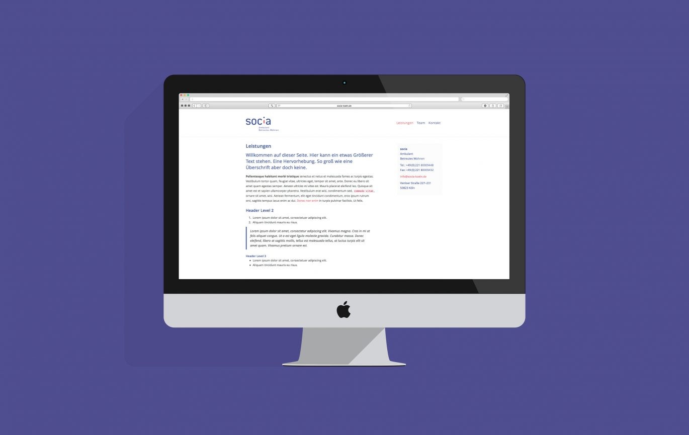 Büro Freiheit – Socia – Ambulant Betreutes Wohnen – Website Desktop | Web Design | Responsive | Leistungen Website Desktop | Web Design | Responsive | Leistungen